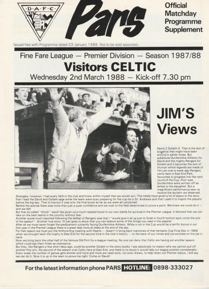 Dunfermline Athletic v Glasgow Celtic 02-Mar-1988