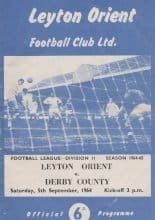 Leyton Orient v Derby County 05-Sep-1964