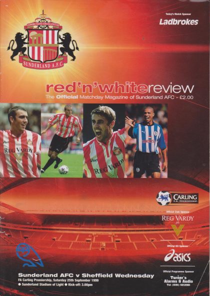 Sunderland v Sheffield Wednesday  25-Sep-1999