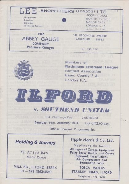 Ilford v Southend United 14-Dec-1974