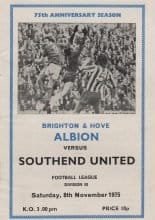 Brighton & Hove Albion v Southend United  08-Nov-1975