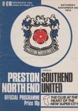 Preston North End v Southend United  09-Nov-1974