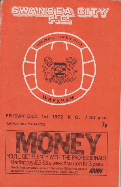 Swanseas City v Wrexham 01-Dec-1972