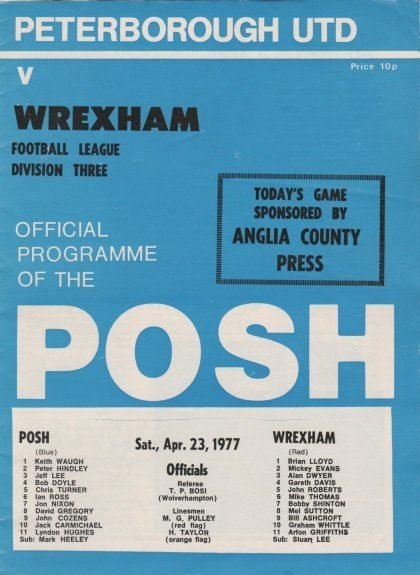 Peterborough United v Wrexham 23-Apr-1977