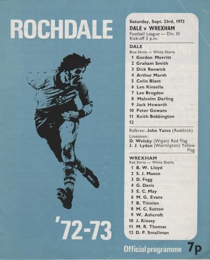 Rochdale v Wrexham 23-Sep-1972
