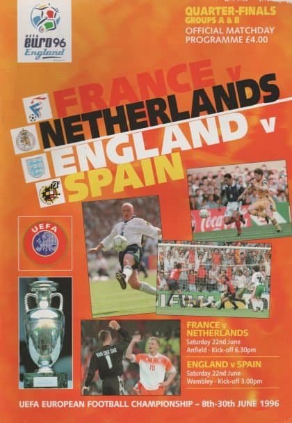 European Championships 1996 - Quarter Finals France v Holland / England v Spain