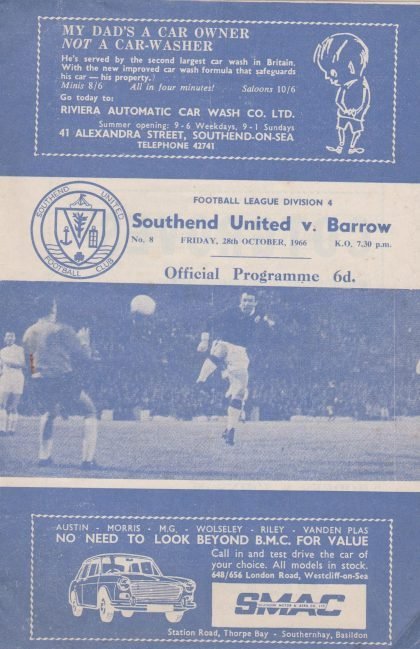 Southend United v Barrow  28-Oct-1966