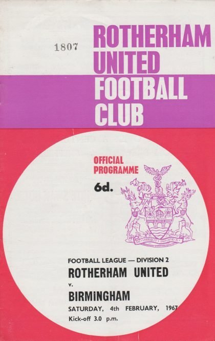 Rotherham United v Birmingham City 04-Feb-1967