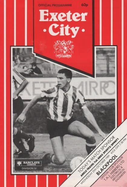 Exeter City v Blackpool  25-Oct-1989