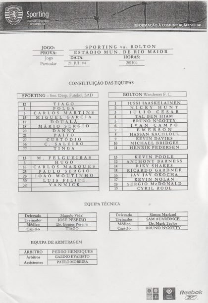 Sporting Lisbon v Bolton Wanderers 21-Jul-2004