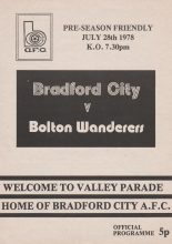 Bradford City v Bolton Wanderers 28-July-1978