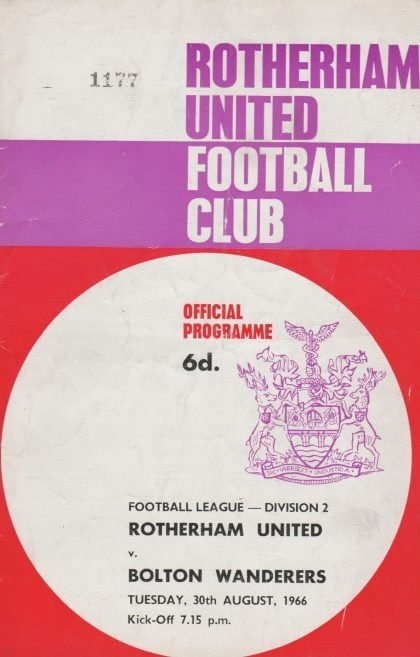 Rotherham United v Bolton Wanderers 30-Aug-1966