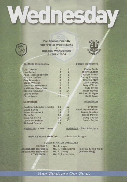 Sheffield Wednesday v Bolton Wanderers 31-Jul-2004