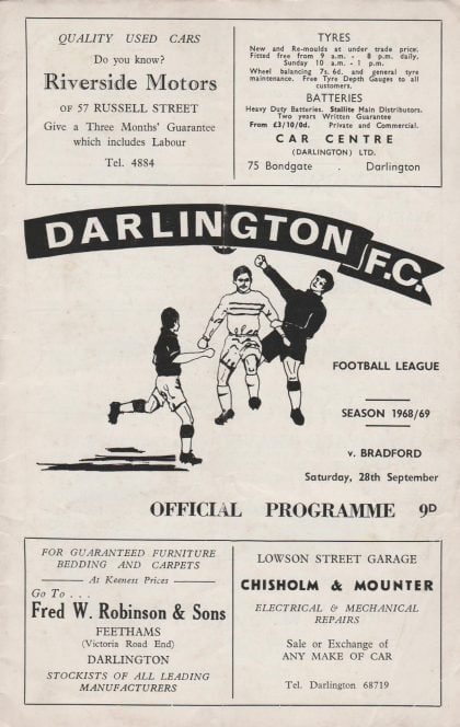 Darlington v Bradford Park Avenue  28-Sep-1968