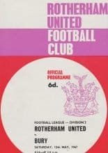 Rotherham United v Bury 13-May-1967