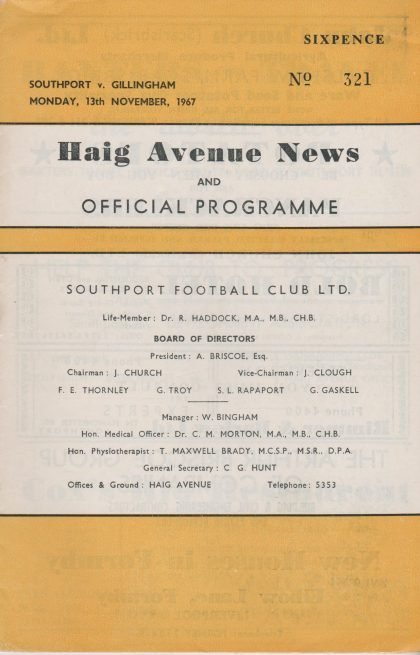 Southport v Gillingham  13-Nov-1967