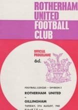 Rotherham United v Gillingham 27-Aug-1968