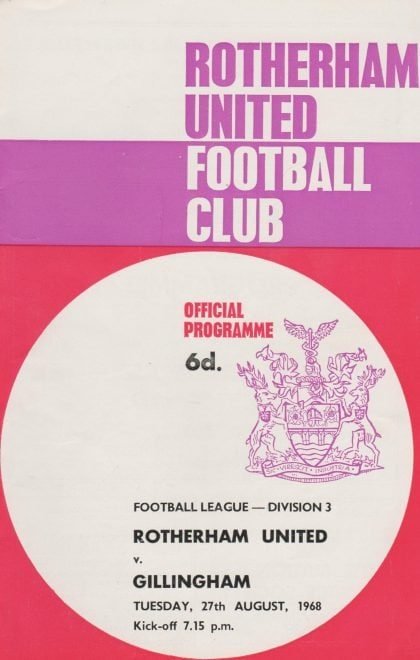 Rotherham United v Gillingham 27-Aug-1968