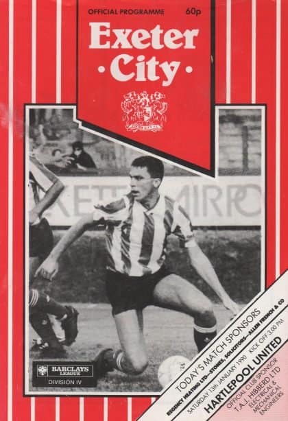 Exeter City v Hartlepool United  13-Jan-1990