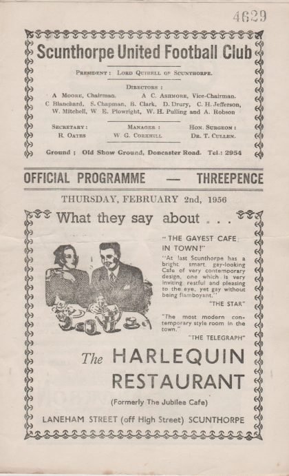 Scunthorpe United v Liverpool 02-Feb-1956