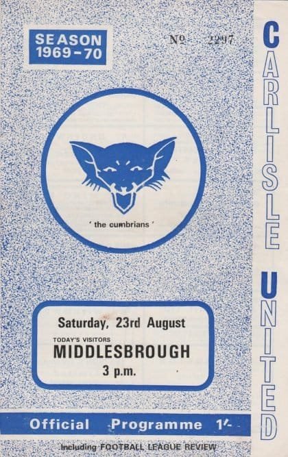 Carlisle United v Middlesbrough 23-Aug-1969