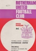 Rotherham United v Millwall 20-Aug-1966