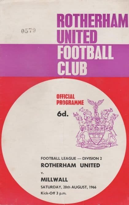 Rotherham United v Millwall 20-Aug-1966