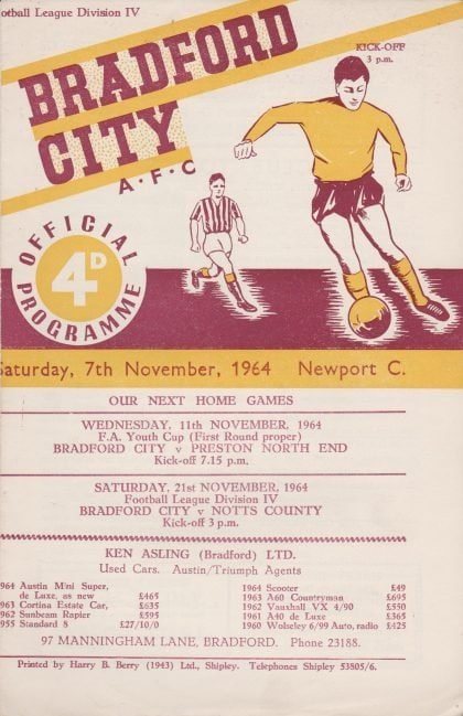 Bradford City v Newport County 07-Nov-1964