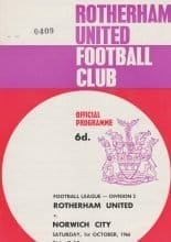 Rotherham United v Norwich City 01-Oct-1966