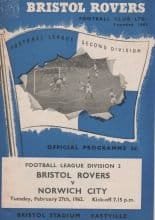 Bristol Rovers v Norwich City 27-Feb-1962