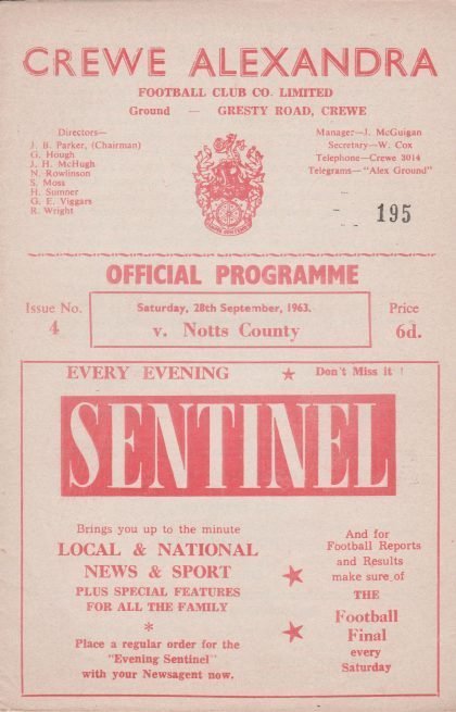 Crewe Alexandra v Notts County 28-Sep-1963