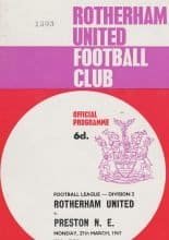 Rotherham United v Preston North End 27-Mar-1967