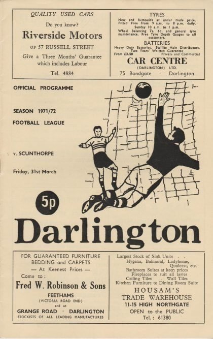 Darlington v Scunthorpe United 31-Mar-1972