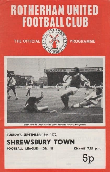 Rotherham United v Shrewsbury Town  19-Sep-1972