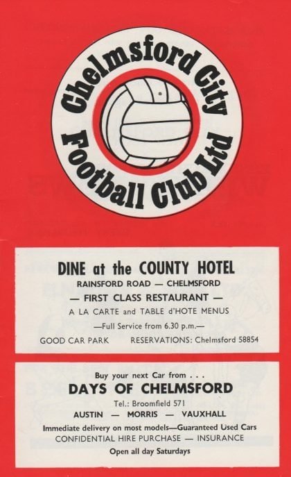 Chelmsford City v Southend United 20-Sep-1971