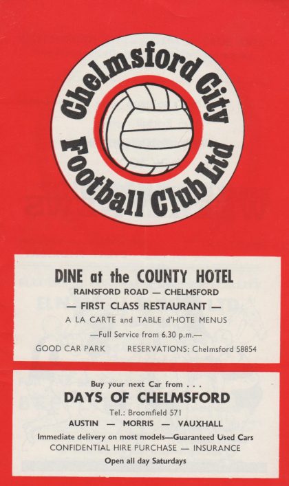 Chelmsford City v Southend United 27-Mar-1972