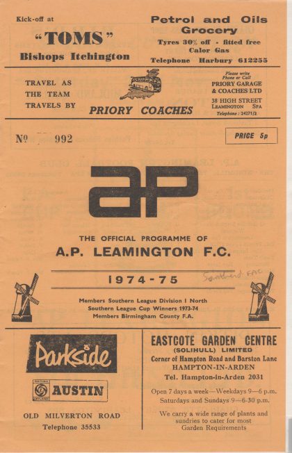 AP Leamington v Southend United 23-Nov-1974