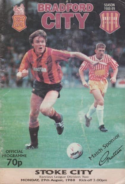 Bradford City v Stoke City 29-Aug-1988
