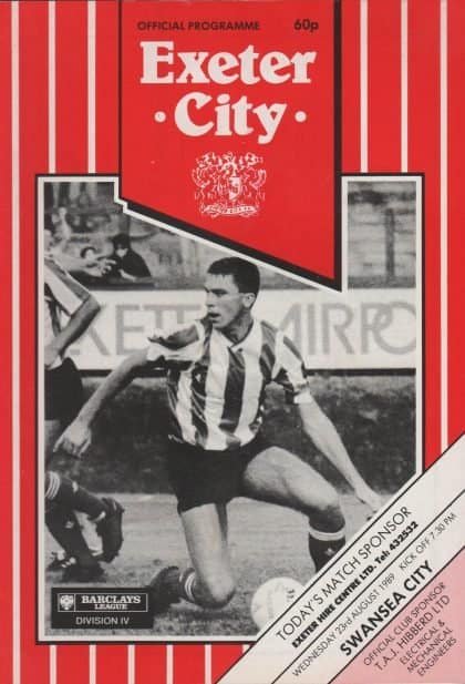 Exeter City v Swansea City 23-Aug-1989