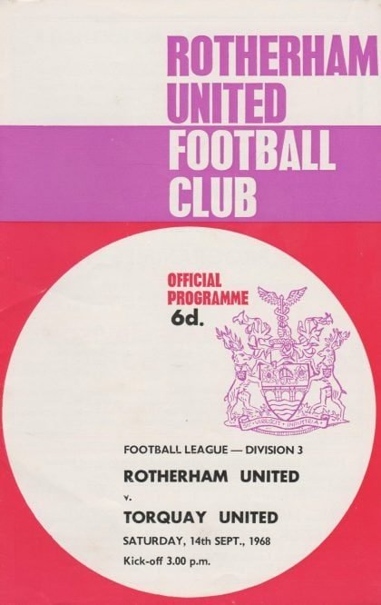 Rotherham United v Torquay United  14-Sep-1968