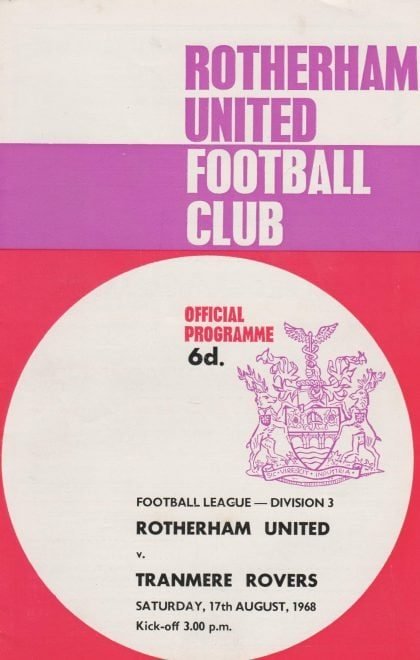 Rotherham United v Tranmere Rovers 17-Aug-1968