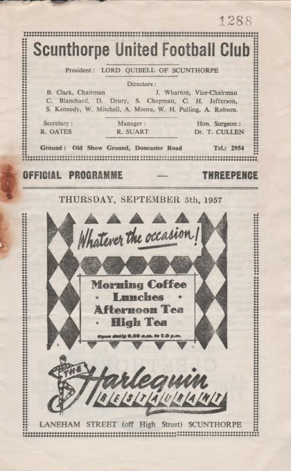 Scunthorpe United v Tranmere Rovers 05-Sep-1957
