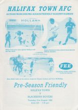 Halifax Town v Blackburn Rovers  21-Aug-1990