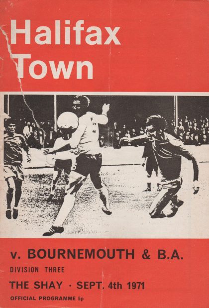 Halifax Town v AFC Bournemouth  04-Sep-1971