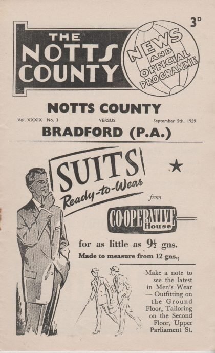 Notts County v Bradford Park Avenue  05-Sep-1959