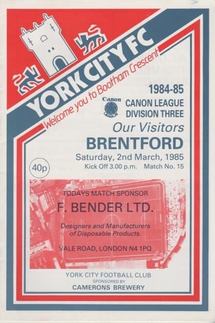 York City v Brentford 02-Mar-1985