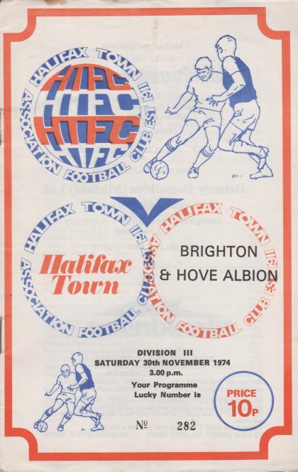Halifax Town v Brighton & Hove Albion 30-Nov-1974