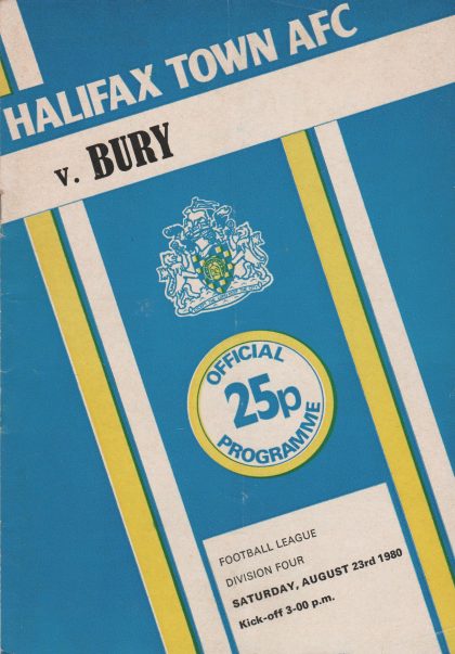 Halifax Town v Bury 23-Aug-1980