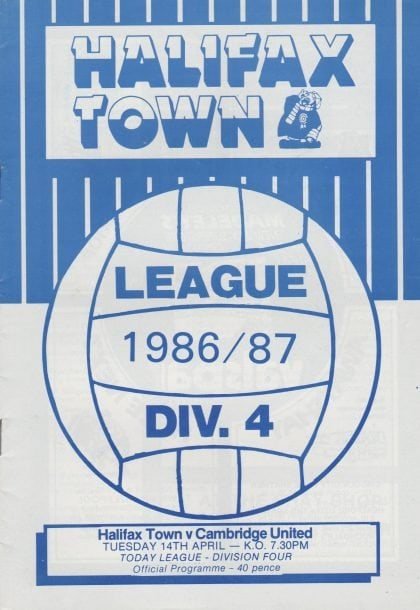 Halifax Town v Cambridge United 14-Apr-1987