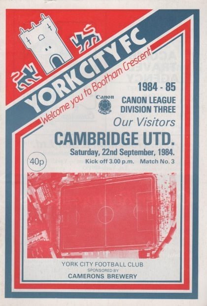 York City v Cambridge United 22-Sep-1984